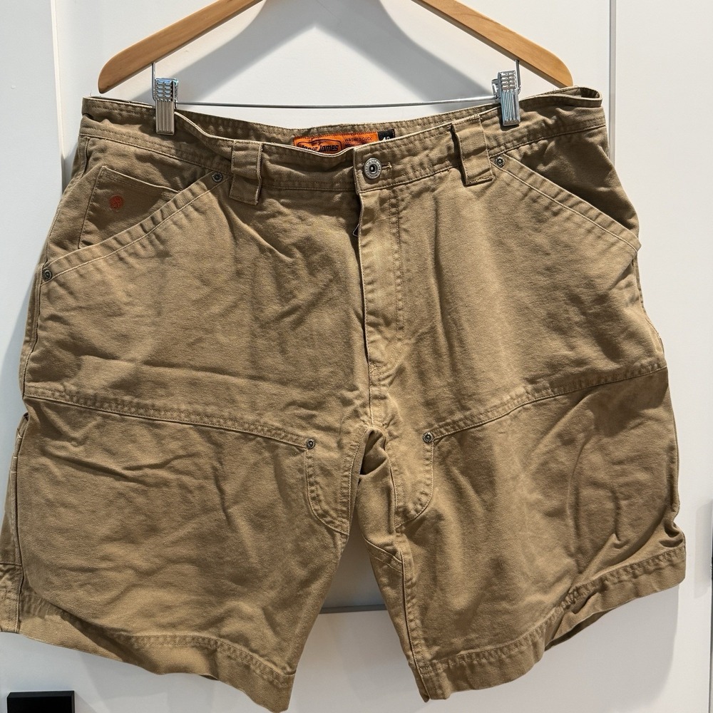 Lot Of 2 Jesse James Workwear SZ 40 Carpenter Shorts Washed Duck Canvas Grn&Tan - Picture 3 of 11